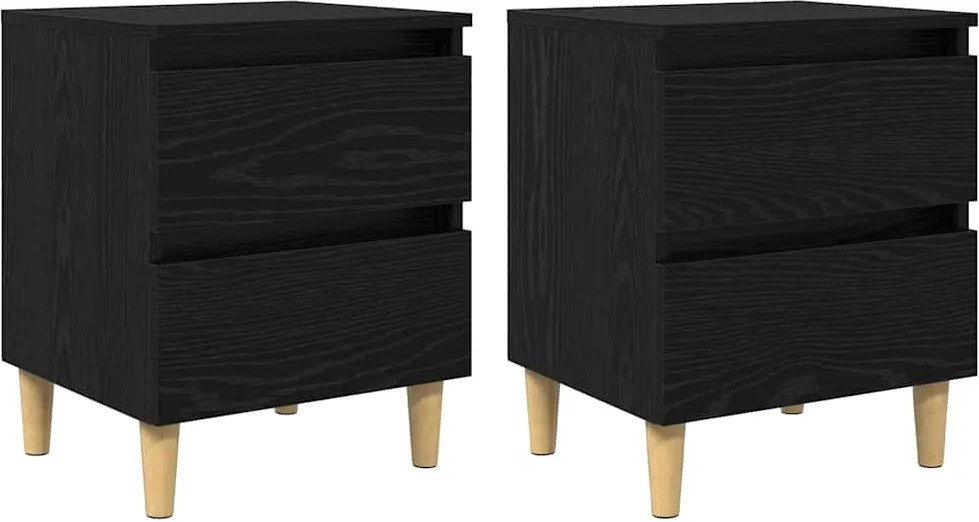 vidaXL Dulapuri de pat cu sertar 2 pcs Stejar Negru 40 x 35 x 50 cm