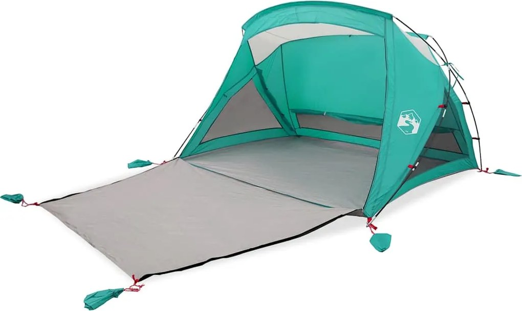 vidaXL Cort de plajă 2 persoane, verde marin, impermeabil