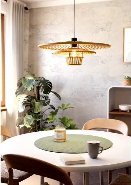 Eglo 44012 - Lustră suspendată LYDNEY, 1xE27/40W/230V, bambus