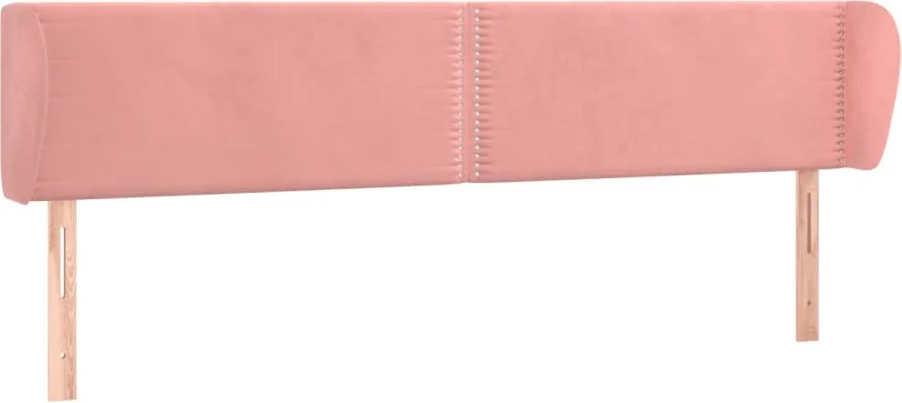 vidaXL Tăblie de pat cu aripioare roz 203x23x78/88 cm catifea