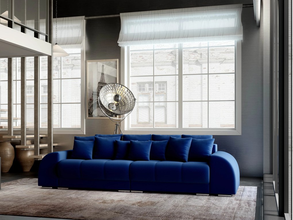 Canapea extensibilă dumonde cu 2 lăzi de depozitare si sezut confortabil din spuma high-density, Verona Royal Blue 310x100 cm