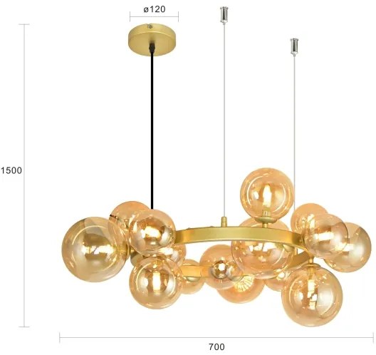 Lustră LED pe cablu Brilagi MILLA 15xG9/3W/230V auriu