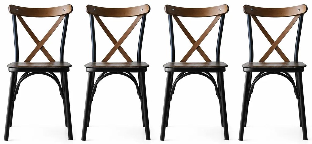 Set de scaune de sufragerie Ahsap Ekol Walnut, 4buc.