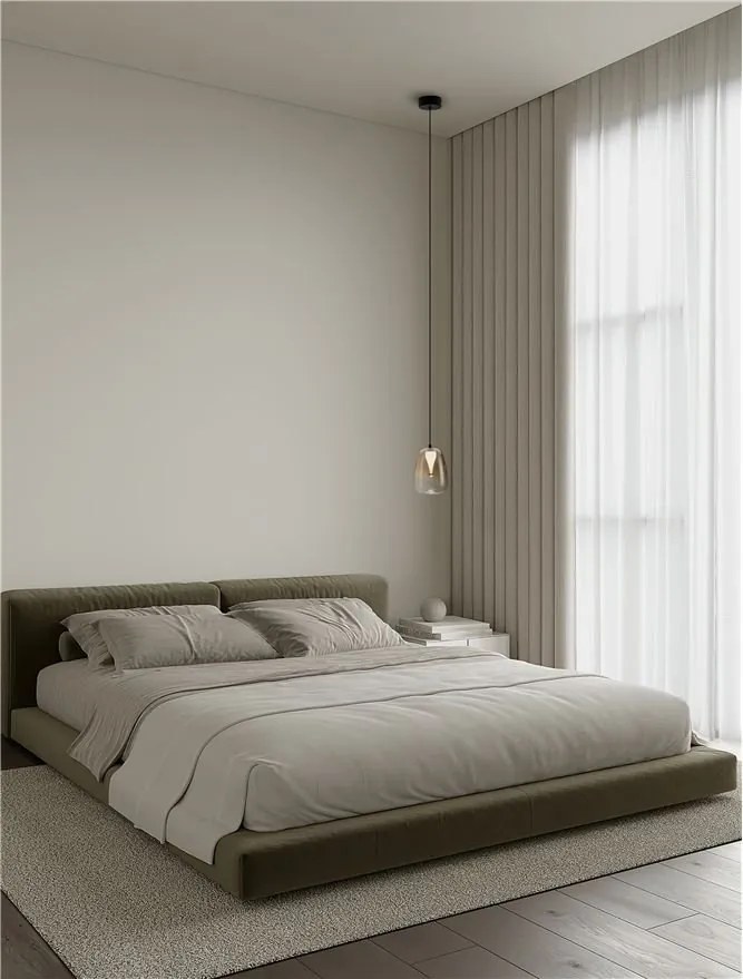 Pendul LED modern, Metal, Sticla, Chihlimbar, OBLO