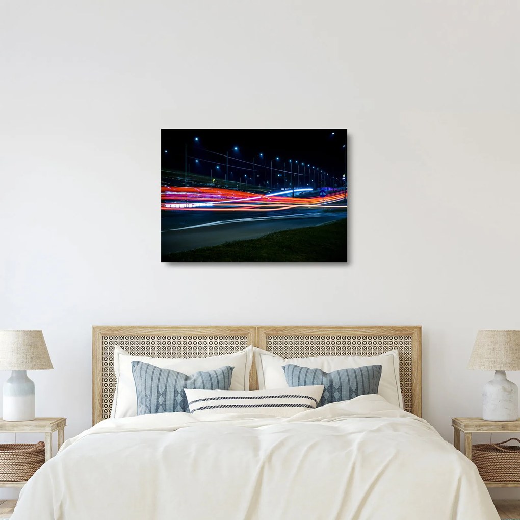 Tablou pe sticlă orașului nocturn (70x50 cm)