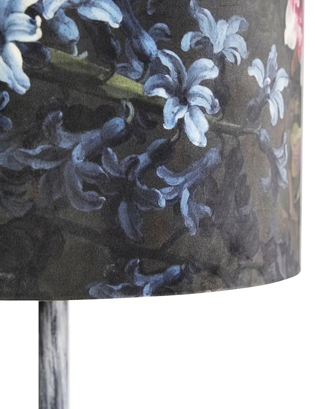 Lampă de podea vintage gri antic cu abajur cu design floral 40 cm - Simplo