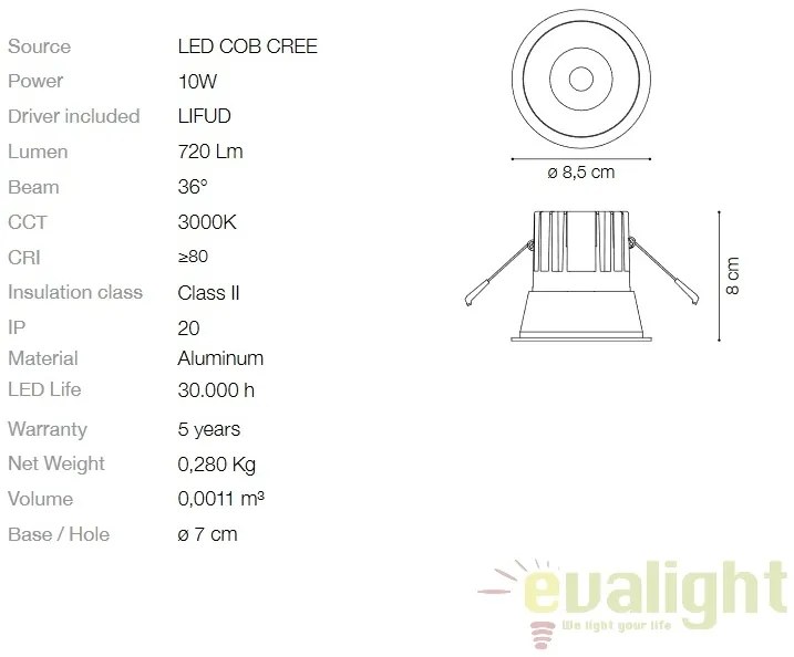 Spot LED incastrabil design modern GAME FI1 ROUND alb / alb 192291