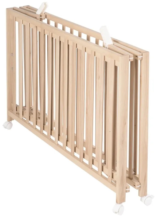 Pătuț pliabil în culoare naturală cu roți 60x120 cm Fold up – Roba