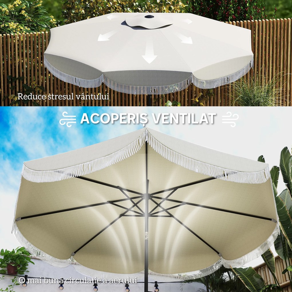 Outsunny Umbrelă de Grădină Inclinabilă 2.7x2.7 m cu Manivelă, Umbrelă Rotundă de Exterior cu 8 Spițe, din Metal și Poliester, pentru Curte sau Balcon, UV 30+, Gri Deschis | Aosom Romania