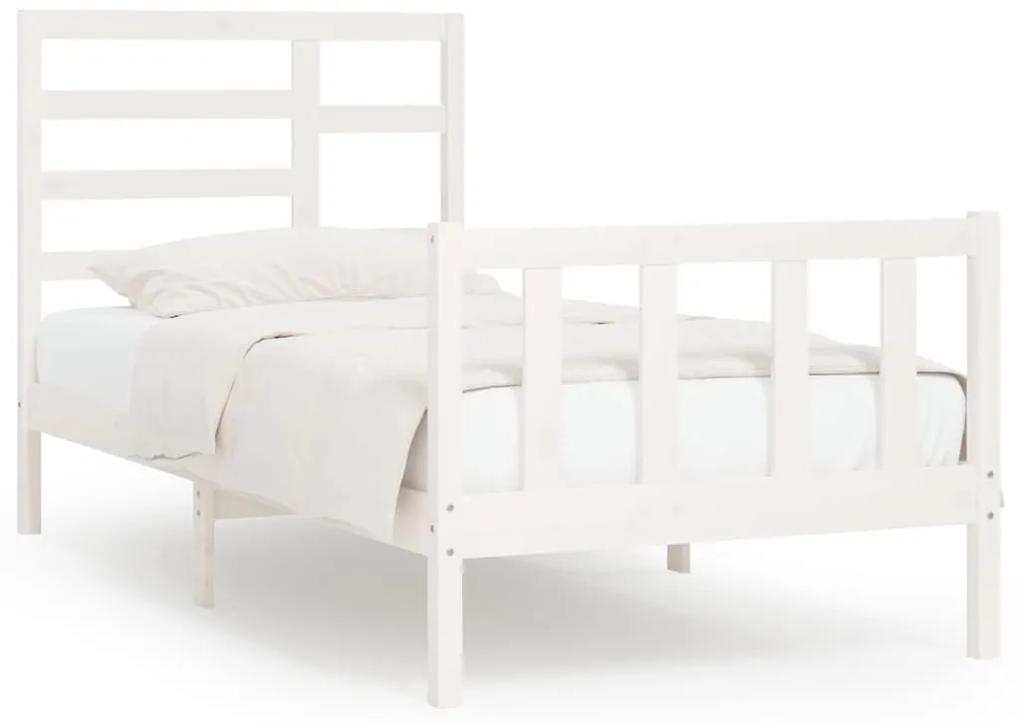 3107599 vidaXL Cadru de pat, alb, 90x200 cm, lemn masiv de pin