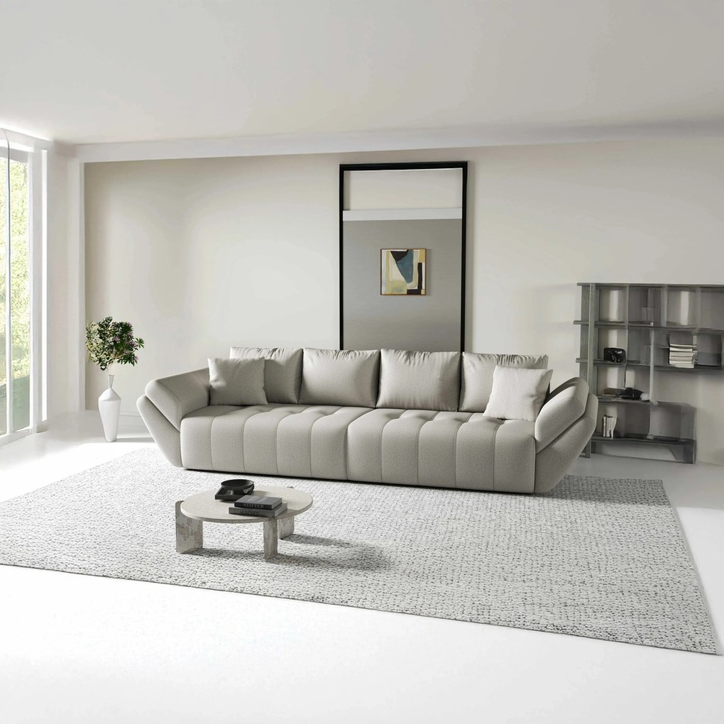 Canapea extensibilă dumonde cu ladă de depozitare si sezut confortabil din spuma high-density, Berlin Enjoy Beige 300x100 cm