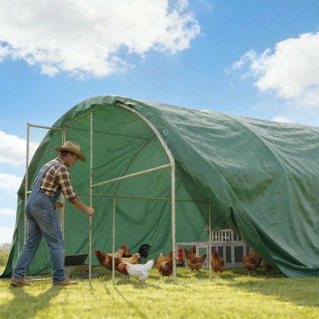 Outsunny Prelată Impermeabilă pentru Exterior 6x8 m Prelată PE 90 g/m² Protecție UV cu inele întărite pentru lemne Mobilier de grădină Verde | Aosom Romania