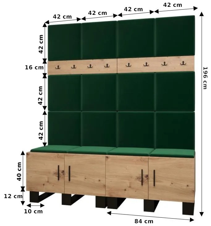 Set mobilier pentru hol Amanda 3 (Stejar artisan + piele ecologică Negru). 1085883