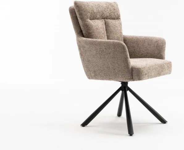 Set de 2 scaune pivotante Big George, tesatura structurata greige sampanie