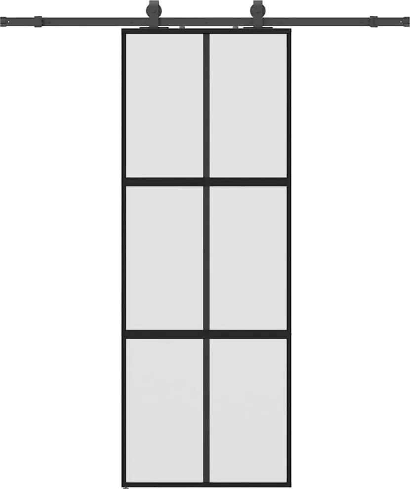 vidaXL Ușă glisantă cu set feronerie neagră 76x205cm sticlă securizată