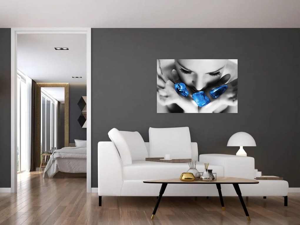 Tablou cu portretul femeii cu pietre (90x60 cm)