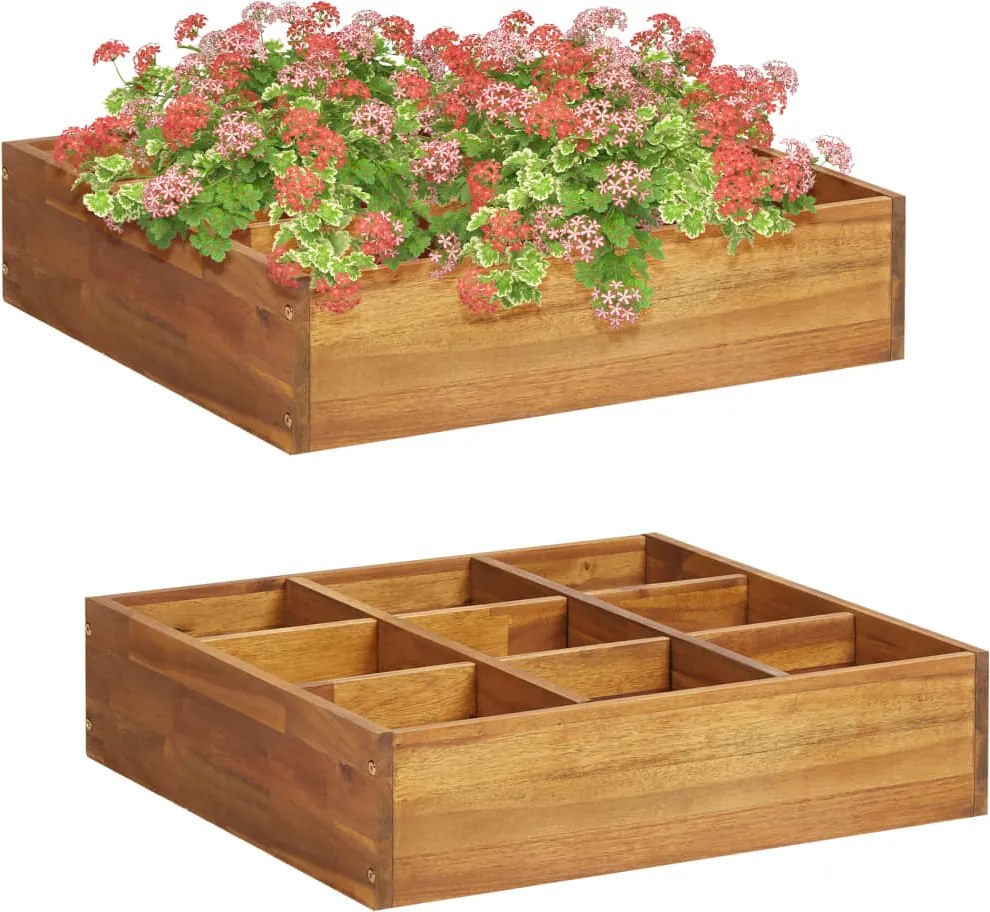 vidaXL Strat înălțat de grădină verdețuri, 60x60x15 cm, lemn acacia