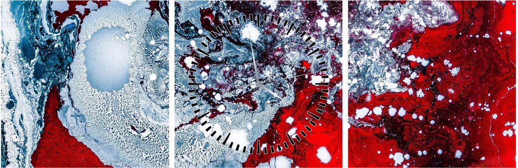 Tablou abstract (cu ceas) (90x30 cm)