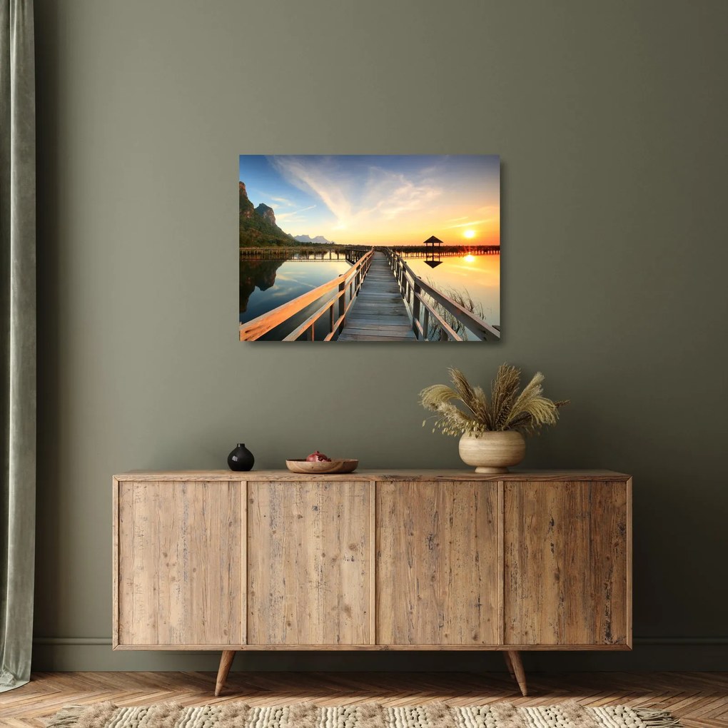 Tablou pe sticlă ponton din lemn (70x50 cm)