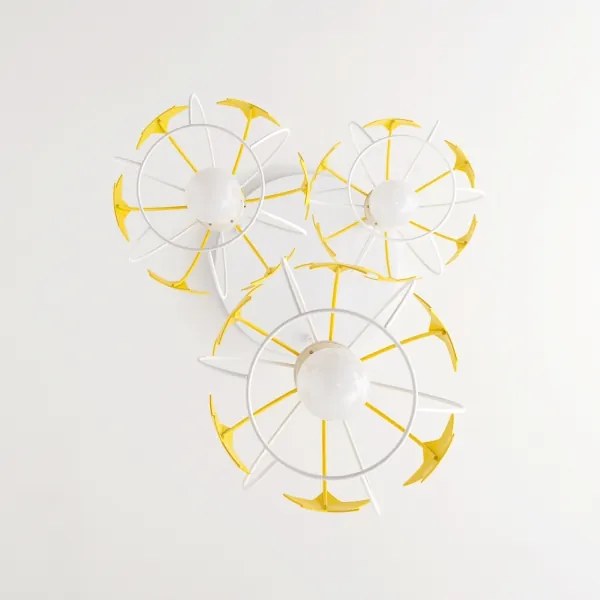 Lustră pe cablu pentru copii STARS 3xE27/15W/230V galben/alb