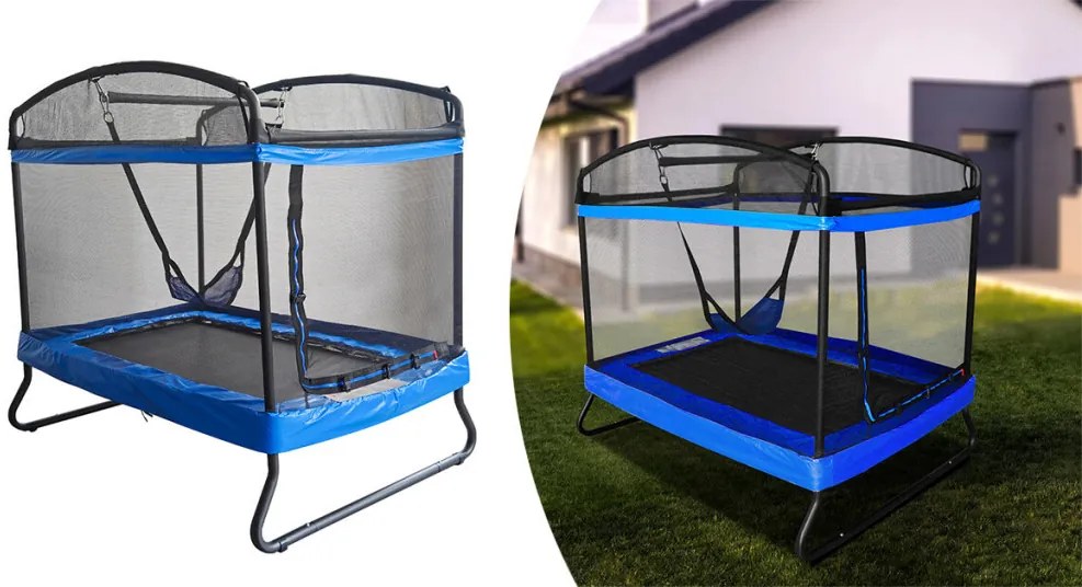 Trampolin pentru copii cu leagăn și plasă de siguranță