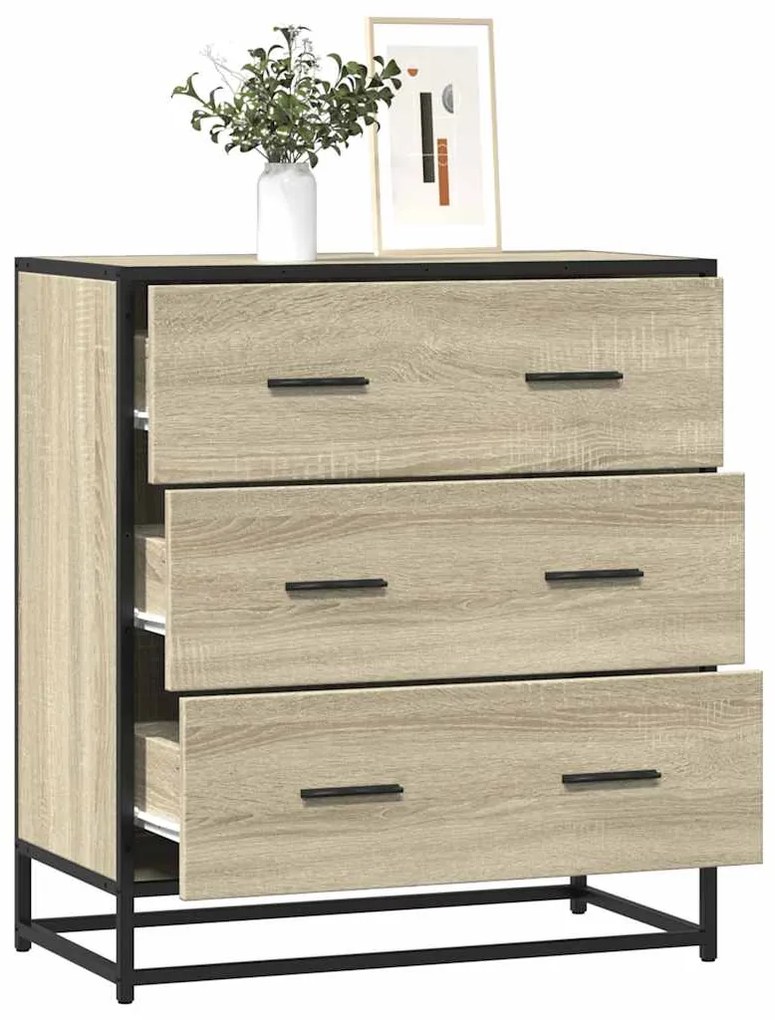 vidaXL Dulap, stejar sonoma, 68x35x76 cm, lemn prelucrat și metal