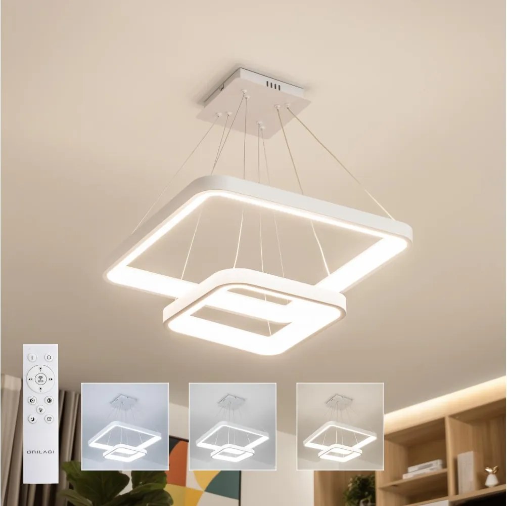 Brilagi - Lustră LED reglabilă pe cablu FALCON SLIM, 78 W, 230 V, 50x50 cm, albă + telecomandă