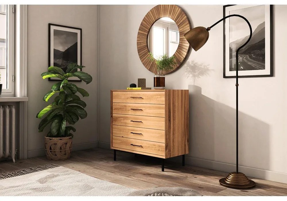 Comodă înaltă din lemn de stejar 97x95 cm Abies – The Beds