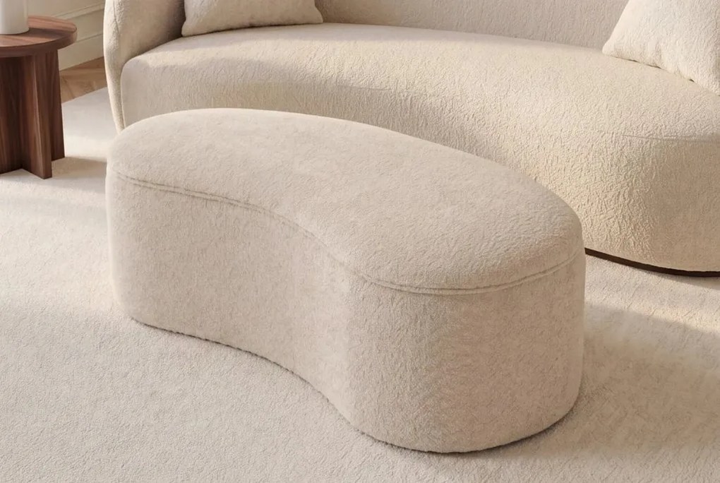 Bancheta tapitata cu spatiu de depozitare ELEMENTAL 120cm boucle champagne beige
