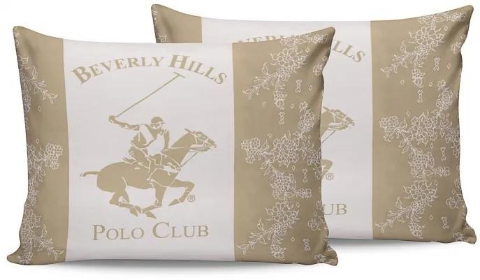 Set 2 fete perna din bumbac, Beverly Hills Polo Club BHPC 013 Crem / Alb, 50 x 70 cm