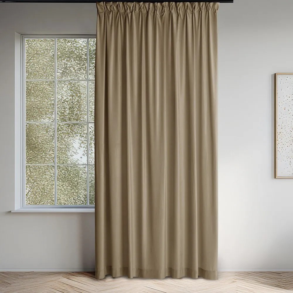 Draperie bej dimout (semi-opacă) din catifea 140x270 cm Velto – Filumi