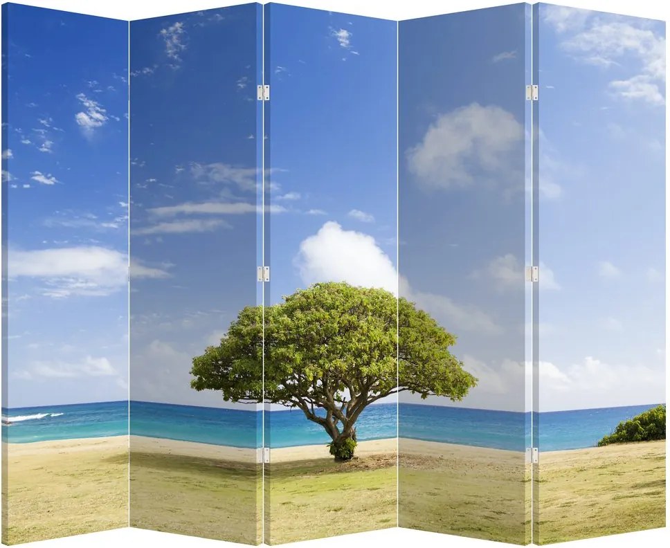 Paravan - Plaja cu copac (210x170 cm)
