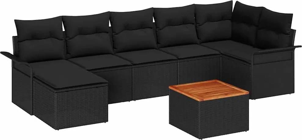 vidaXL Set de canapele pentru grădină 8 pcs Negru poliratan