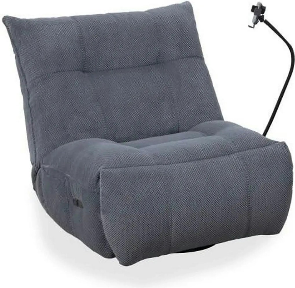 Fotoliu recliner MARCUS, gri/negru, stofa clasica/metal, 84x104x94 cm