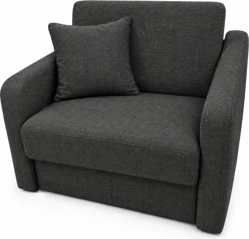 Fotoliu SAMY extensibil, cu lada de depozitare, stofa gri închis , cadru metalic, 103x100x92 Stofa, Gri Inchis