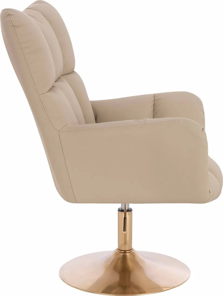 HR650N Scaun Crem Piele Ecologica Premium Soft cu Bază Aurie