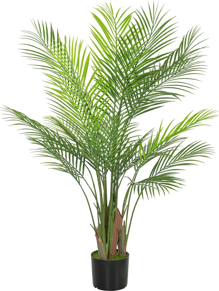 HOMCOM Palmier Artificial 120 cm cu Ghiveci Inclus, 22 Frunze, pentru Casă, Living, Birou și Balcon, Verde | Aosom Romania