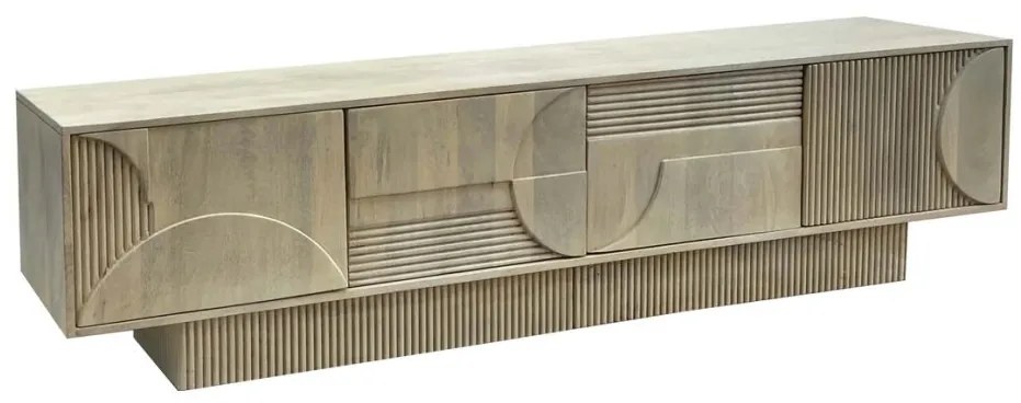 Comoda TV cu model optic 3D, Lemn mahon natur albit, ART DECO 200cm