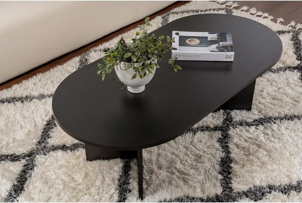 Măsuță de cafea neagră cu aspect mat 60x119 cm Sable – Kalune Design