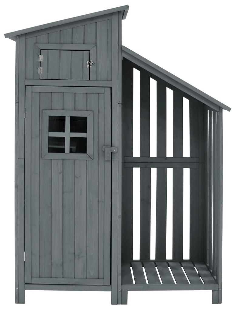 Dulap de grădină cu 2 rafturi, magazie de unelte cu spațiu de depozitare mare, 124L x 46P x 174Î cm, Gri