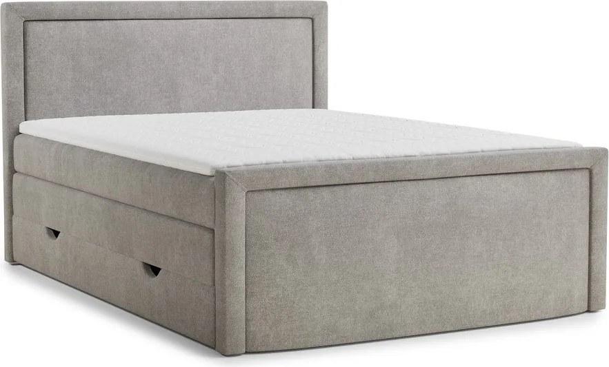 Pat boxspring grej cu spațiu de depozitare 160x200 cm Fresco – Maison de Rêve