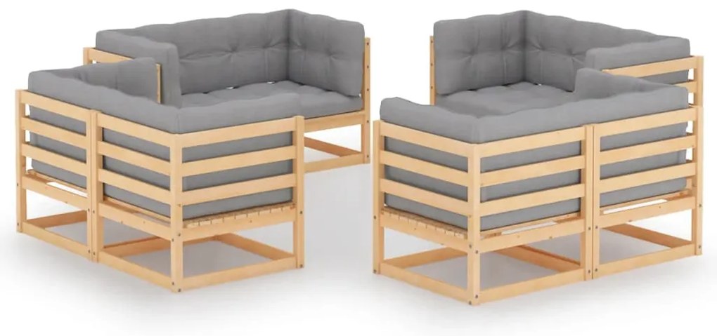 vidaXL Set mobilier de grădină cu perne, 8 piese, lemn masiv de pin