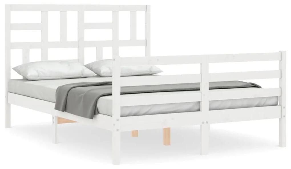 3194867 vidaXL Cadru de pat cu tăblie dublu mic, lemn masiv