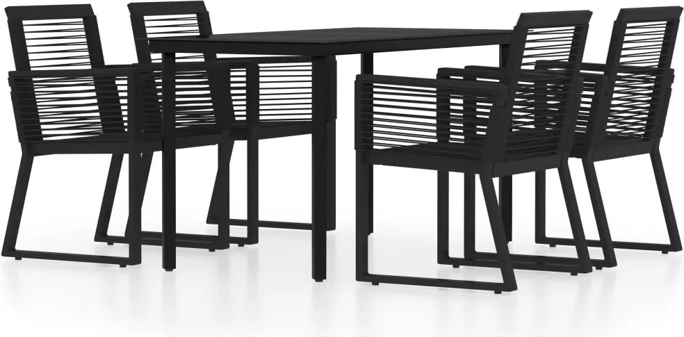 vidaXL Set de mobilier pentru grădină, 5 piese, negru