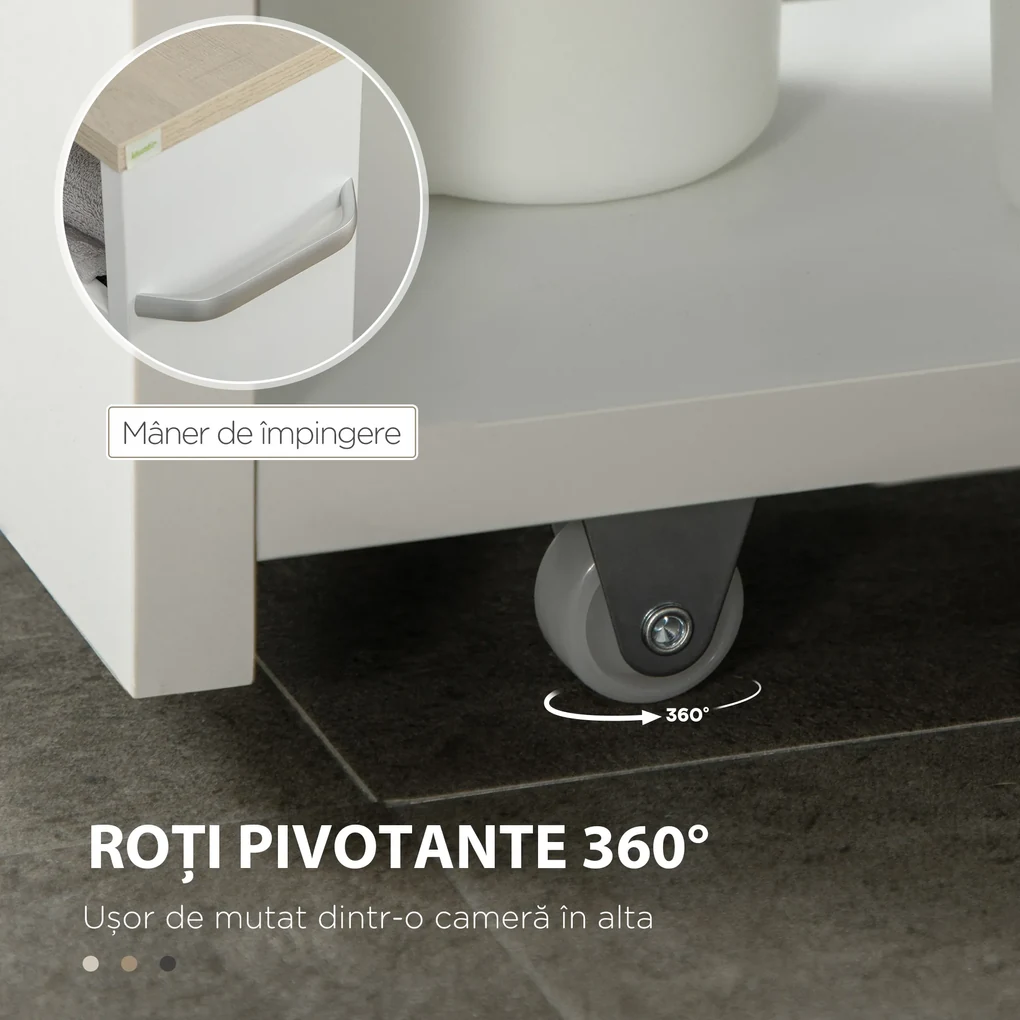 Kleankin Rafturi Baie Rezistente la Apă cu 3 Niveluri și Roți ...