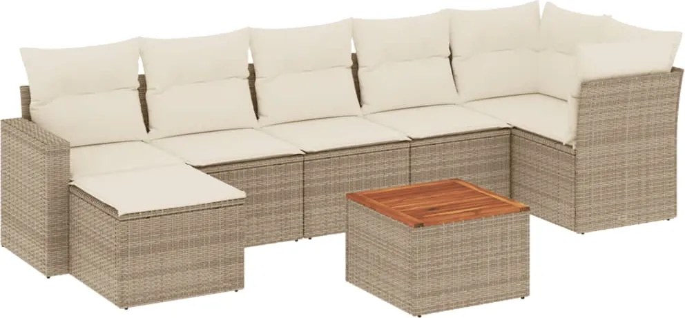 vidaXL Set canapele de grădină, 8 piese, cu perne, bej, poliratan