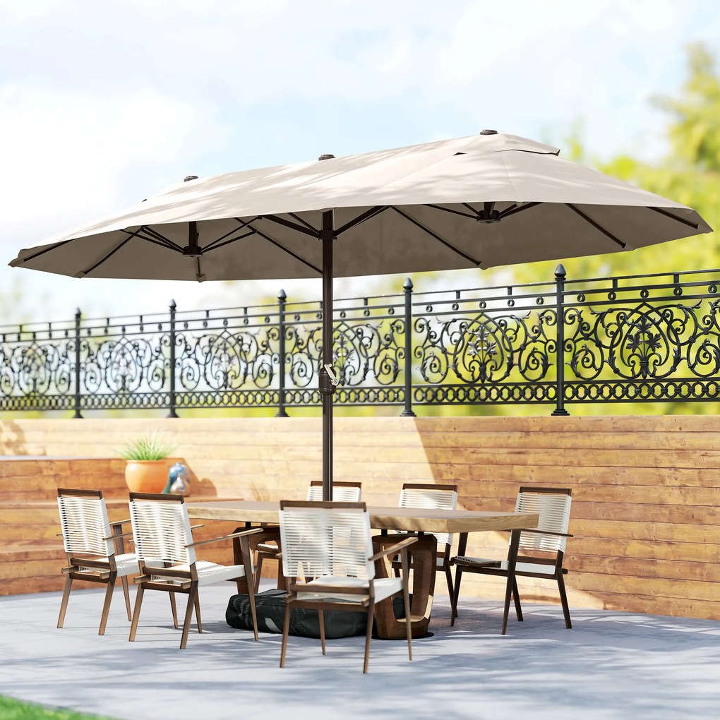 Outsunny Umbrele de Gradina Dubla 460x270cm cu Manivela si Baza Transversala | Aosom Romania
