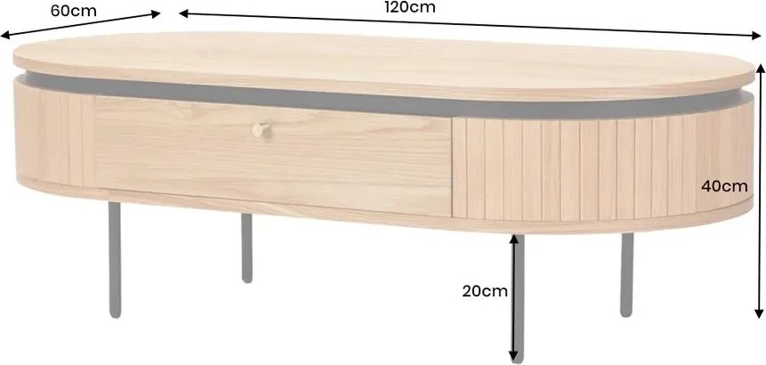 Masuta de cafea cu furnir de stejar ATELIER 120cm