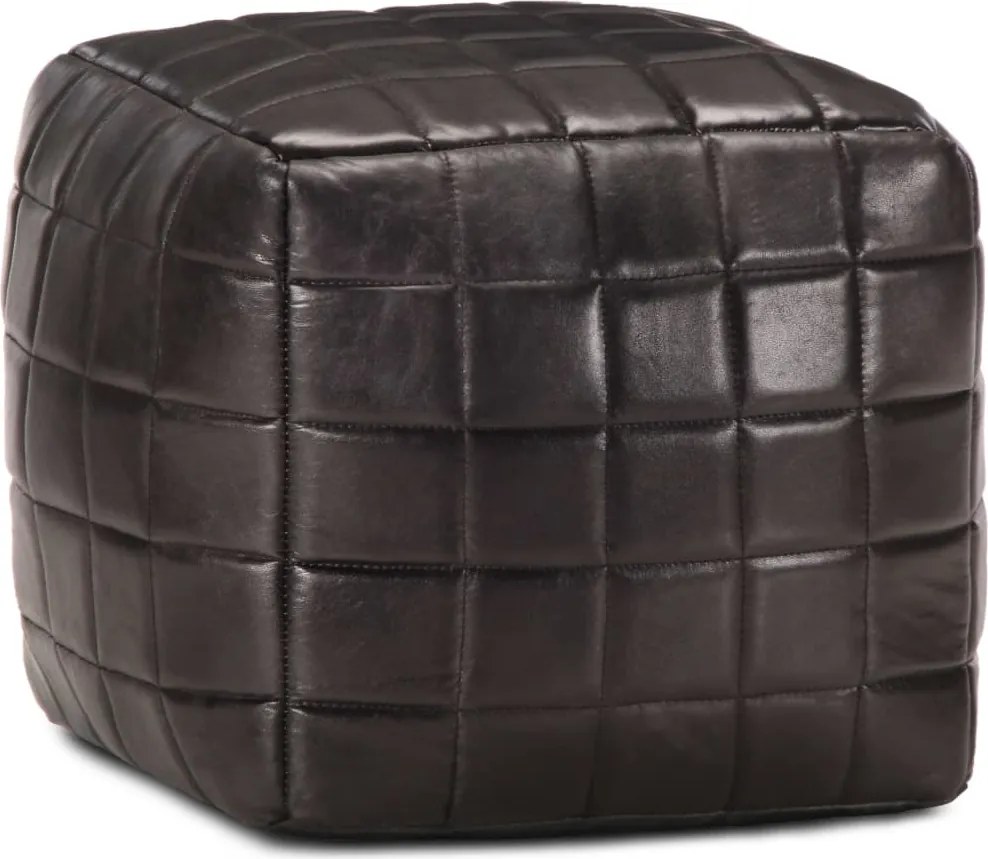 vidaXL Fotoliu puf, negru, 40 x 40 x 40 cm, piele naturală de capră