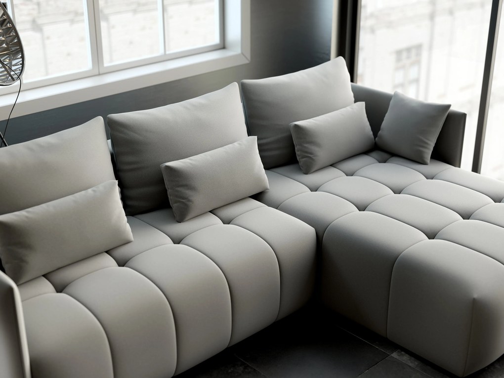 Colțar extensibil dumonde cu ladă de depozitare si sezut confortabil din spuma high-density, Malta Royal Grey II 235x185 cm